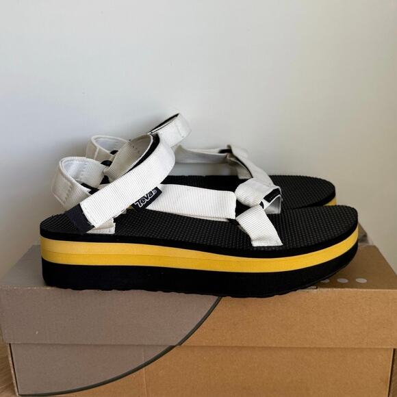 Teva Platform Black/Yellow Women Strap Sandals - SZ 10 - Picture 5 of 10